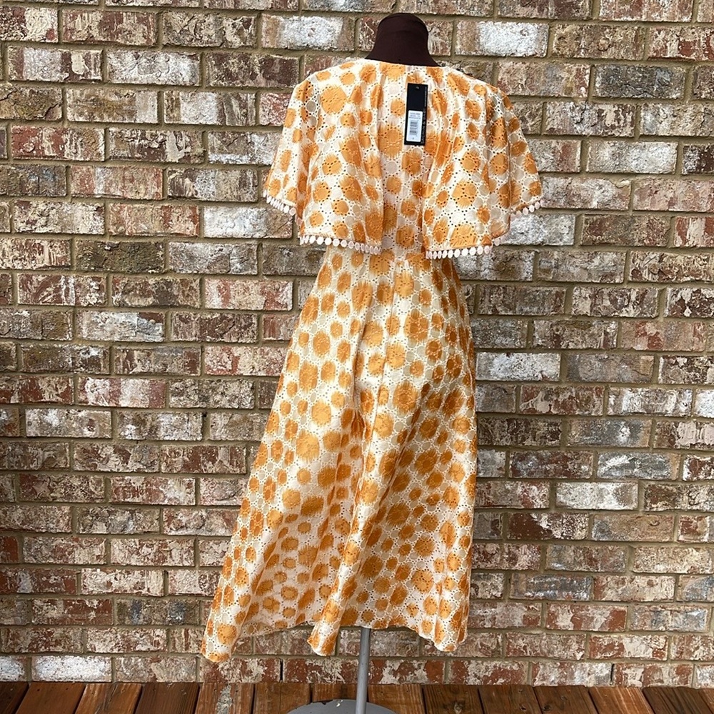 Sachin + BABI Midi Fit And Flare Eyelet Party Gold and Cream Dress Size 0 - Picture 6 of 11